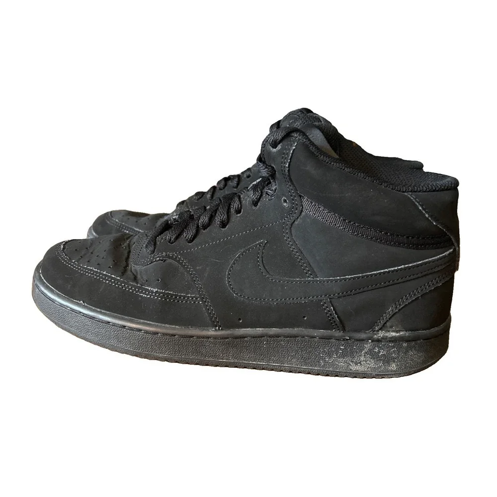Nike Court Vision Mid Sneaker Shoes Suede Triple Black Mens Size 7.5 CU6620 001
